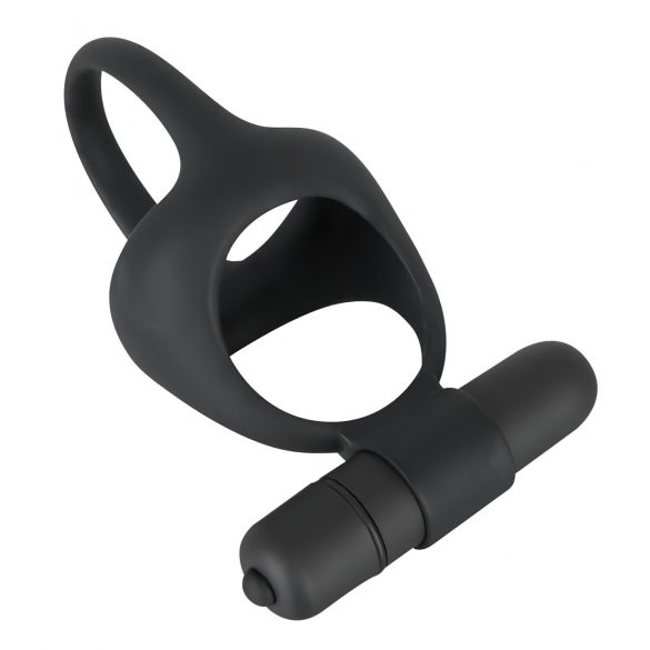 Black Velvet - Vibrating Cock and Ball Ring (Black) 