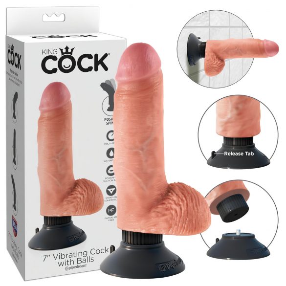 King Cock 7 Flexible Dildo with Suction Cup (7 Inch) - Natural 