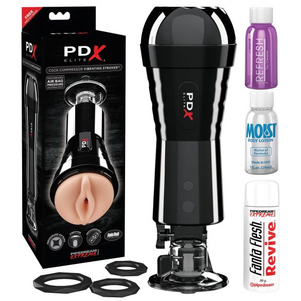 PDX Suction Vibrating Pussy Masturbator (Black) 