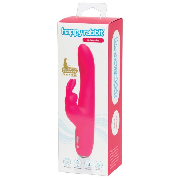 HappyRabbit Curve Slim - Waterproof, Rechargeable Clitoral Vibrator (Pink) 