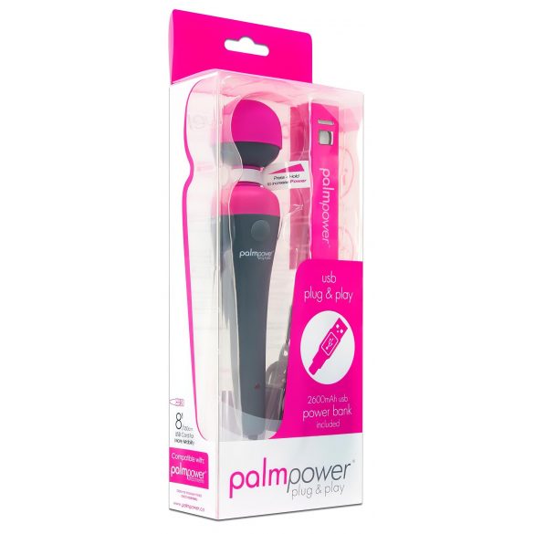 PalmPower Wand - Massaging Vibrator with Powerbank (Pink-Grey)