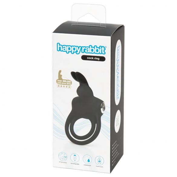 Happyrabbit Cock - Waterproof, Rechargeable Penis and Testicle Ring (Black)