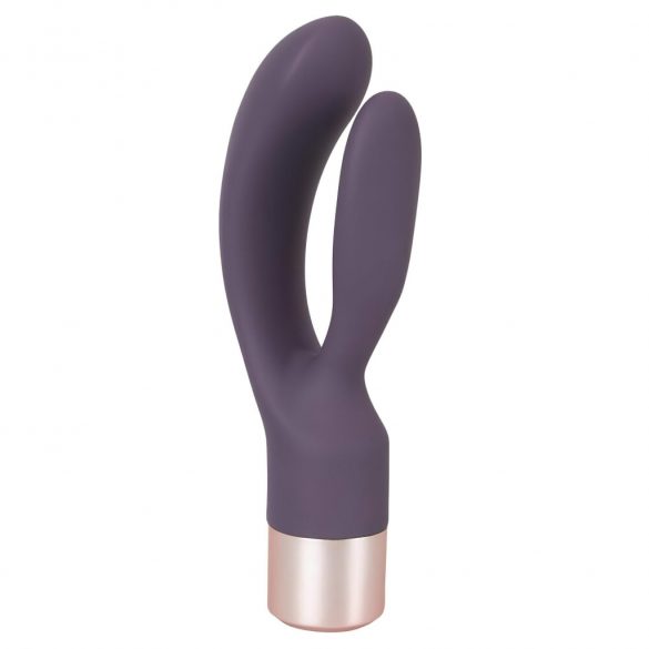 Elegant Double Battery-Powered Vibrator with Clitoral Arm (Dark Purple) 