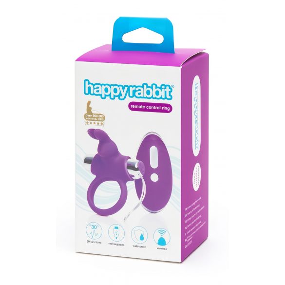 Happyrabbit - Rechargeable, Remote-Controlled Penis Ring (Purple-Silver)