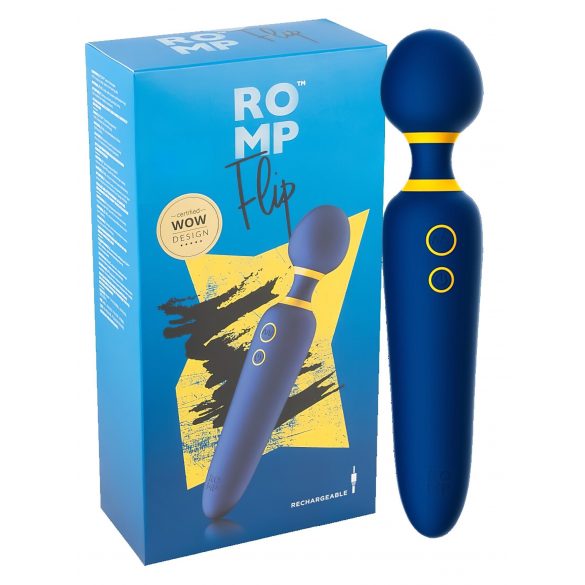 ROMP Flip Wand - Rechargeable, Waterproof Massage Vibrator (Blue) 