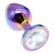 Sunfo - Metal Anal Dildo with Stone (Rainbow-White) 