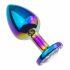 Sunfo - Metal Anal Dildo with Stone (Rainbow-White) 