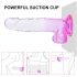 Sunfo - suction cup, lifelike dildo with balls - 22cm (translucent purple)