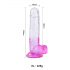 Sunfo - suction cup, lifelike dildo with balls - 22cm (translucent purple)