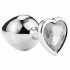 Sunfo - Metal Anal Dildo with Heart-Shaped Stone (Silver-White) 