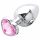 Sunfo - Metal Anal Dildo with Heart-Shaped Gem (Silver-Pink) 