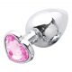 Sunfo - Metal Anal Dildo with Heart-Shaped Gem (Silver-Pink) 