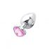 Sunfo - Metal Anal Dildo with Heart-Shaped Gem (Silver-Pink) 