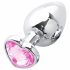 Sunfo - Metal Anal Dildo with Heart-Shaped Gem (Silver-Pink) 