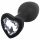 Sunfo - silicone anal plug with heart-shaped gem (black-white)