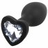 Sunfo - Silicone Anal Dildo with Heart-Shaped Gem (Black and White) 