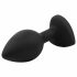 Sunfo - Silicone Anal Dildo with Heart-Shaped Gem (Black and White) 