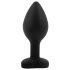 Sunfo - silicone anal plug with heart-shaped gem (black-white)