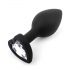 Sunfo - silicone anal plug with heart-shaped gem (black-white)