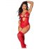 Lace Bodysuit with Garter (Red) 