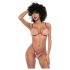 Mapalé - 3-Piece Cut-Out Bra Set (Red-Natural)