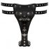 ZADO - leather harness with 2 inner dildos (black) 