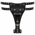 ZADO - leather harness with 2 inner dildos (black) 