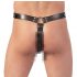 ZADO - Leather Thong with Dildo & 3 Penis Rings - L/XL