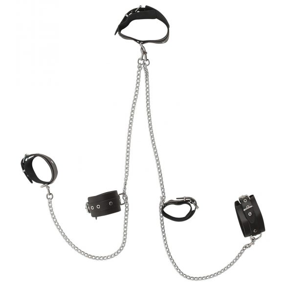 ZADO - Black Leather Neck-Wrist-Ankle Restraint Set