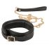 ZADO - Leather Collar with Leash (Black-Gold) 