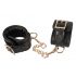 ZADO - Leather Wrist Cuffs with Short Chain (Black) 