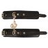 ZADO - Leather Wrist Cuffs with Short Chain (Black) 