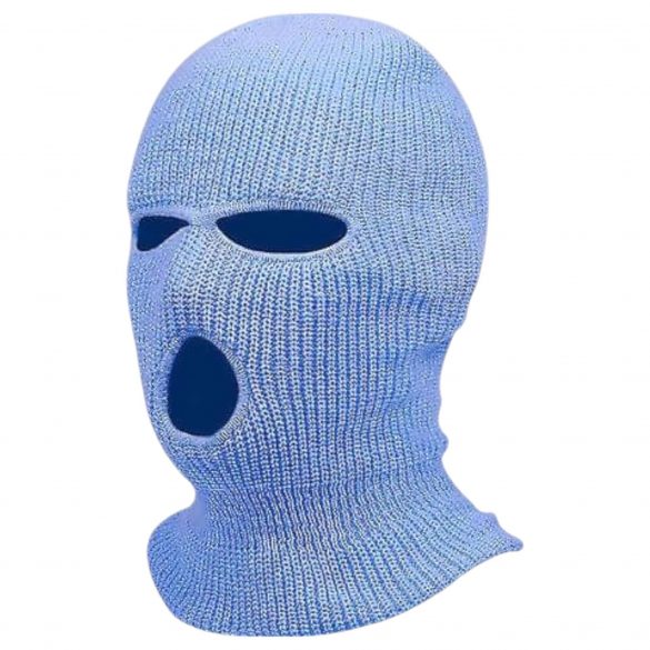 Balaclava - Knitted Ski Mask with 3 Holes (Blue) 