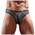 Shiny Men's Thong with Sheer Insert (Black)  - M