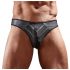 Shiny Men's Thong with Sheer Insert (Black) - M