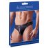 Svenjoyment - Glossy Men's Thong with Rhinestone Zipper (Black) 