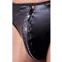 Svenjoyment - Glossy Men's Thong with Rhinestone Zipper (Black) 