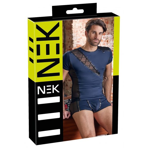 NEK - Men's Blue Top with Black Lacing and Mesh Panels 