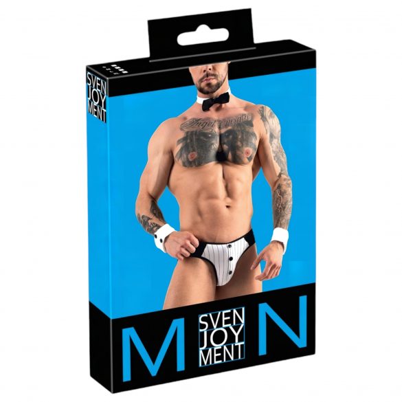 Svenjoyment - Men's Waiter Thong Costume Set (Black-White)  - M