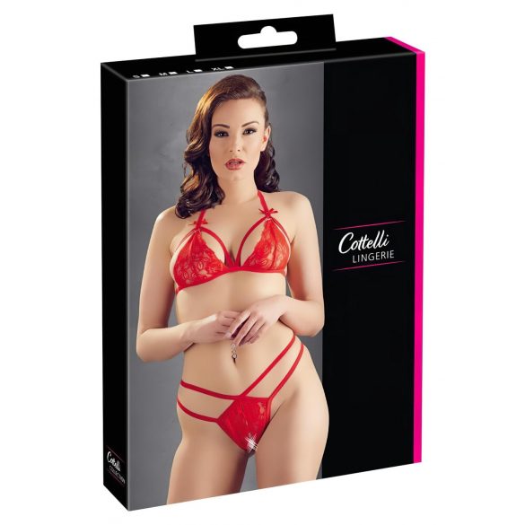 Cottelli - Open Lace Bra Set (Red) 