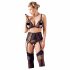 Cottelli Plus Size - Lace Lingerie Set (Black)  - XXXXL