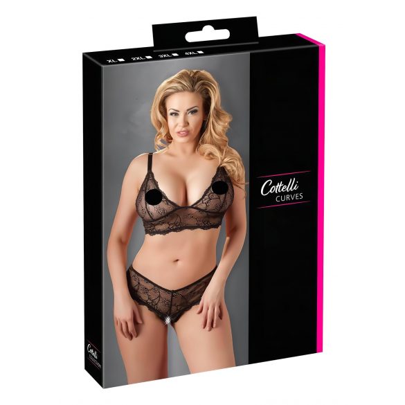 Cottelli Plus Size - Elegant Lace Bra Set (Black)