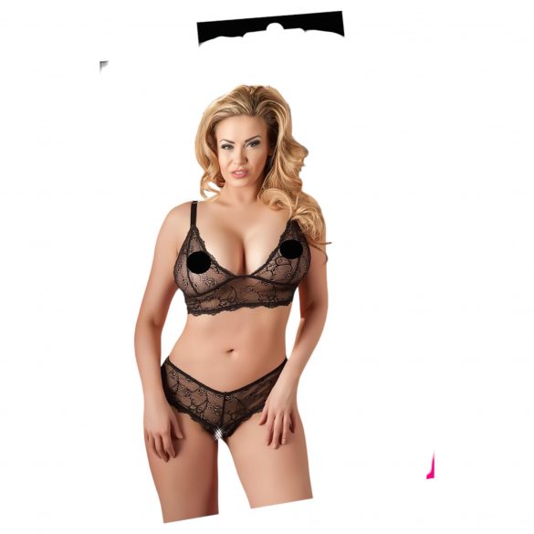 Cottelli Plus Size - Delicate Lace Bra Set (Black)  - XXXL