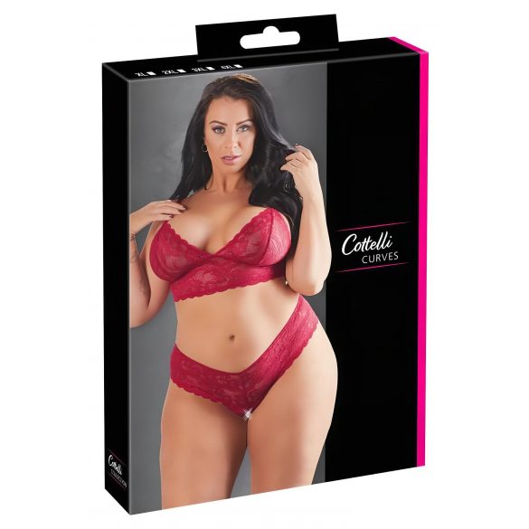 Cottelli Plus Size - Soft Lace Bra Set (Red) 