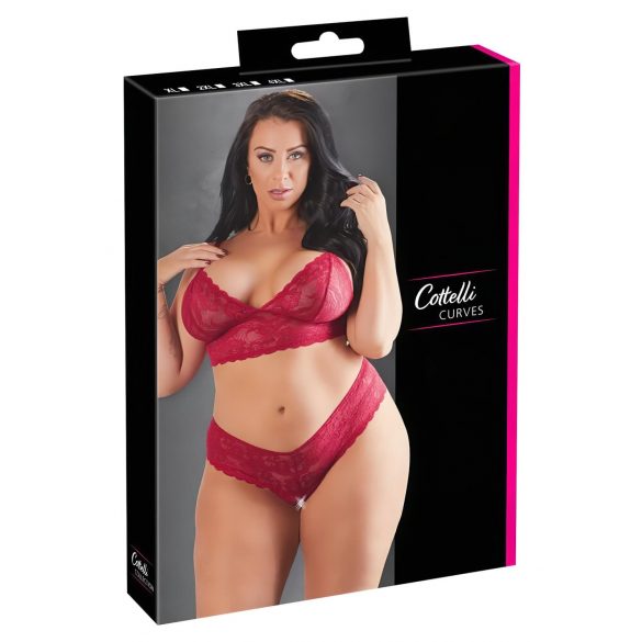 Cottelli Plus Size - Soft Lace Bra Set (Red) - 2XL