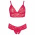 Cottelli Plus Size - Soft Lace Bra Set (Red)  - 2XL