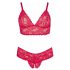 Cottelli Plus Size - Soft Lace Bra Set (Red)  - 3XL