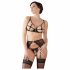 Abierta Fina - Glittering Lace Charm - Bra Set (Black)  - XL