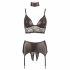 Cottelli Bondage - Lace Shiny Lingerie Set (4 Pieces) 