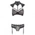 Cottelli - Collared Lace Bra Set (Black)  - 75C/S